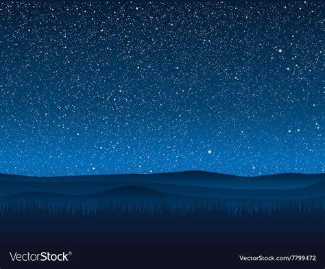 Silhouette grass starry sky eps 10 Royalty Free Vector Image