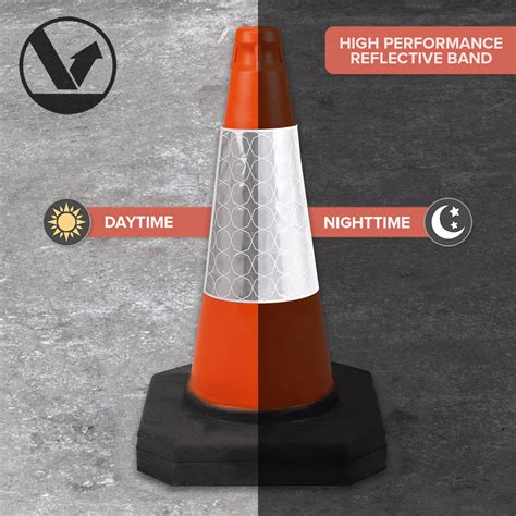 Road Traffic Parking Cones 18" 500mm PACK OF 6 Self Weighted Safety ...