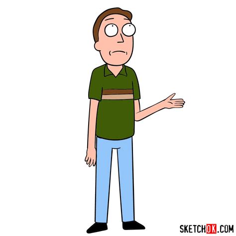 How to draw Jerry Smith, Morty's father - SketchOk