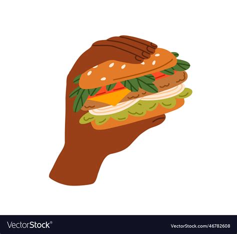 Hand holding burger american fast food hamburger Vector Image