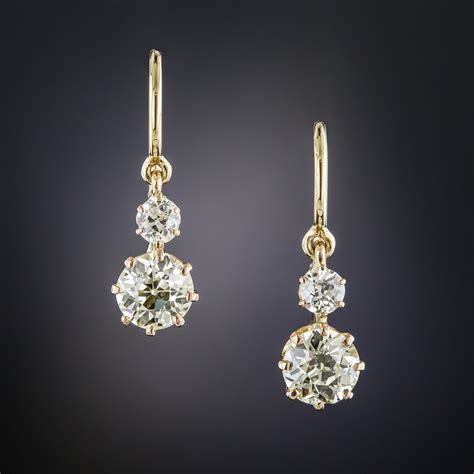 Antique Double Diamond Drop Earrings