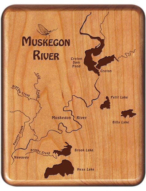 MUSKEGON RIVER Map Fly Box. Personalized, Handcrafted, Custom Designed ...