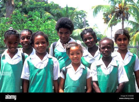 School Children in Green Uniforms Barbados Stock Photo - Alamy