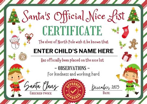 10 {Free & Editable} Santa's Nice List Certificate Printables