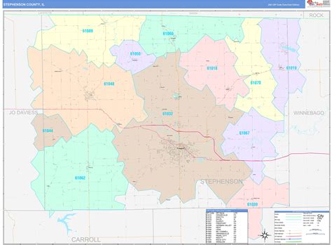 Stephenson County, IL Wall Map Color Cast Style by MarketMAPS ...