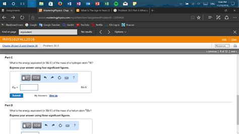 Solved What is the energy equivalent (in MeV) of the mass of | Chegg.com