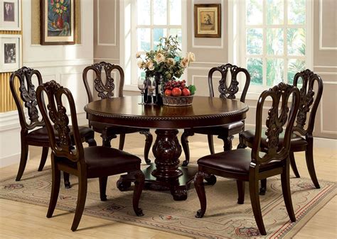 7 Piece Bellagio Round Dining Set with Wooden Side Chair - USA Furniture Warehouse | Round ...