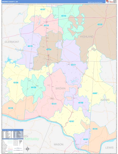 Brown County, OH Wall Map Color Cast Style by MarketMAPS - MapSales