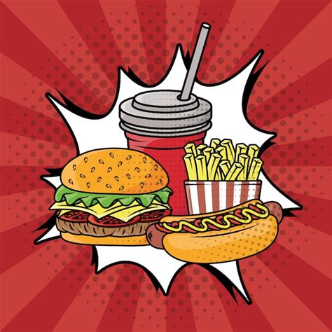 Free Vector | Fast food pop art style