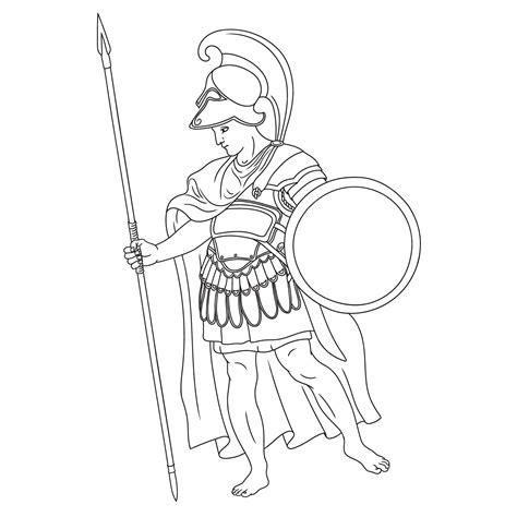 Premium Vector | Ancient greek warrior with a spears and shields in their hands figure isolated ...