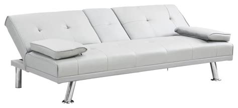 Modern Futon, Removable Padded Arms & Flip Down Cup Holders ...