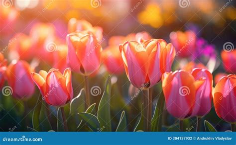 Natural Background with Tulips Closeup, Abstract Illustration Stock ...