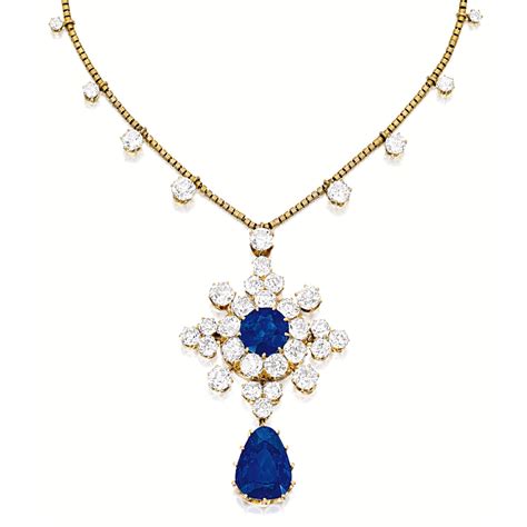 (#1742) FINE SAPPHIRE AND DIAMOND PENDANT NECKLACE, Tiffany & Co. in ...