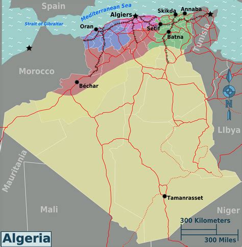 Large regions map of Algeria | Algeria | Africa | Mapsland | Maps of ...