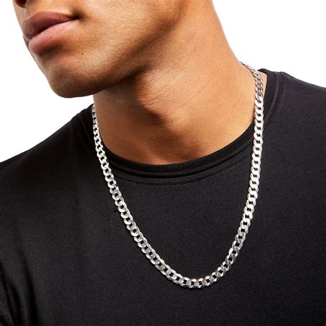 Men's 7.6mm Curb Chain Necklace in Sterling Silver - 24" | Zales