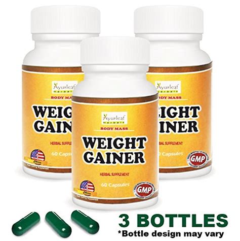 Ayurleaf Weight Gainer - Weight Gain Formula Men or Women. Gain weight pills (60) tablets ...