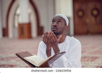 Black African Muslim Man Praying Mosque Stock Photo (Edit Now) 1106154926