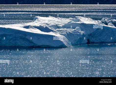 Bizarre ice formations floating in the ice shelf belt. The ice shelf ...