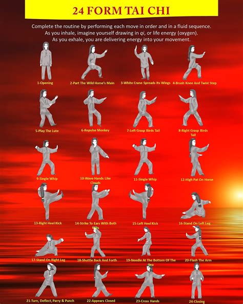 24 form Tai Chi movements Posters | Etsy in 2020 | Tai chi exercise ...
