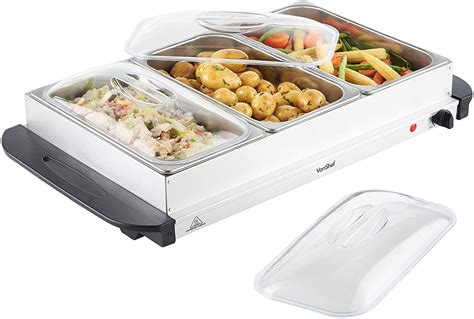 Vonshef 220 volt 2 pan buffet server warming pan buffet electric chafing dish 2013321 220v 240 volts