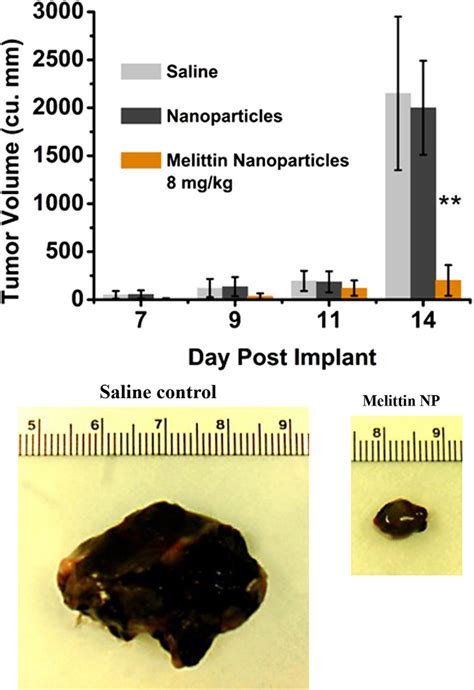 Showing therapeutic efficacy of melittin-loaded nanoparticles in ...