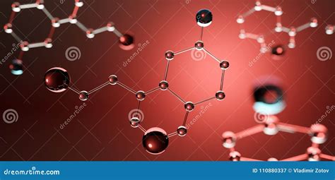 3d Illustration. Model of Serotonin Molecule, Hormone of Happiness. Stock Illustration ...