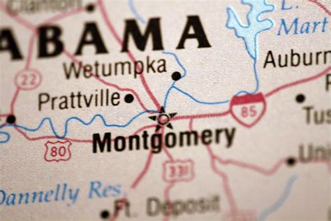 Map of Montgomery Alabama stock image. Image of montgomery - 5033903