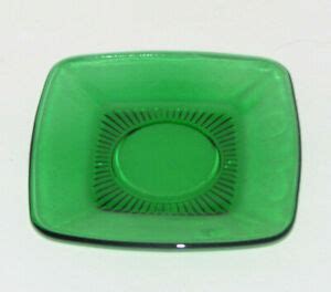Vintage Dark Emerald Green Depression Glass SAUCERS 5.25 Inch Square Plate | eBay