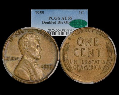 1955/55 1C Doubled Die Obverse Lincoln Wheat Cent PCGS AU55 CAC - The ...