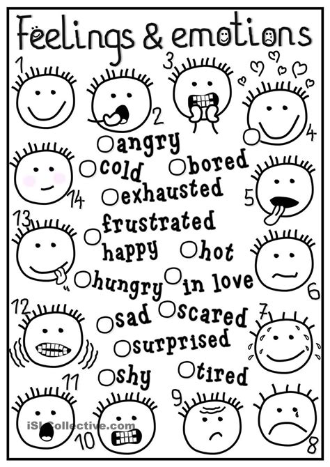 Free Emotions Feelings Sheets