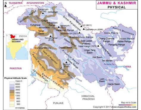 Buy Jammu and Kashmir Physical Map online