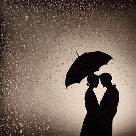 Vintage Couple Silhouette with Rain Drops Antique · Creative Fabrica