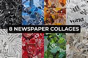 8 Newspaper Collage Backgrounds | Creative Market