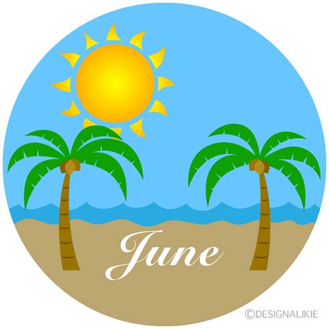 Palm Tree Beach June Clip Art Free PNG Image｜Illustoon