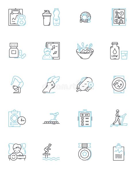 Swim Laps Linear Icons Set. Endurance, Stroke, Pool, Fitness, Exercise, Cardio, Routine Line ...