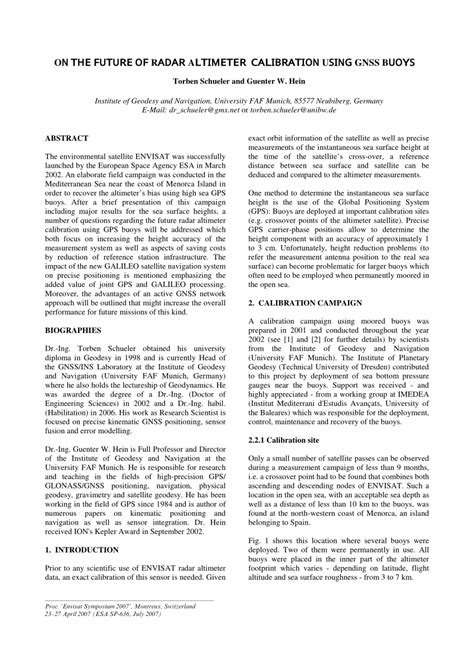 (PDF) On the future of radar altimeter calibration using GNSS buoys