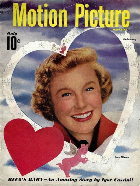 Cover of "Motion Picture Magazine" (February 1950), featuring June Allyson. My Funny Valentine ...