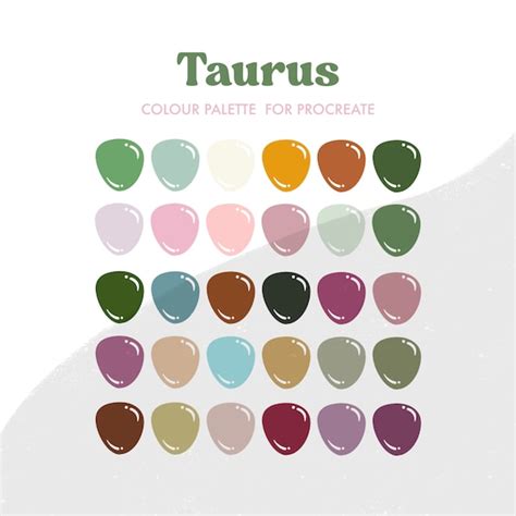 Taurus Zodiac Procreate Palette, 30 HEX Color Codes, Instant Digital ...