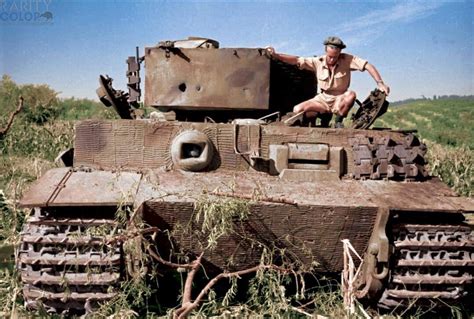 The first German Tiger tank to be knocked out by New Zealand M-4 Sherman's during World War II ...