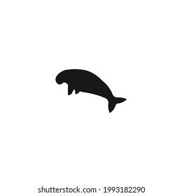 Dugong Silhouette Icon Vector On White Stock Vector (Royalty Free ...