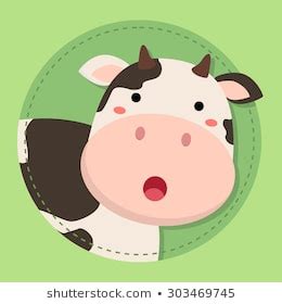 Cute Cow Moo Face Green Circle Stock Vector (Royalty Free) 303469745