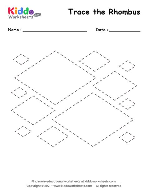 Free Printable Tracing Shape Rhombus Worksheet - kiddoworksheets