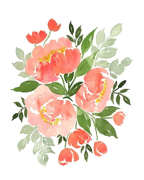 Coral Peonies INSTANT DOWNLOAD - Etsy