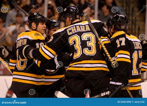 Boston Bruins Score! (NHL Hockey) Editorial Image - Image of celebrate, jersey: 23421890