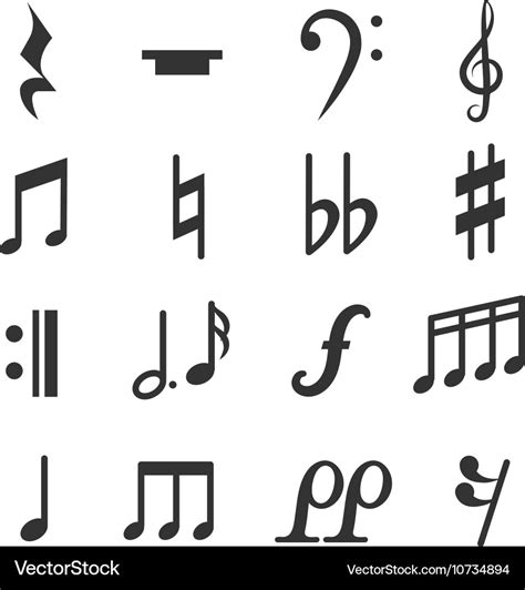 Music notes symbols set Royalty Free Vector Image