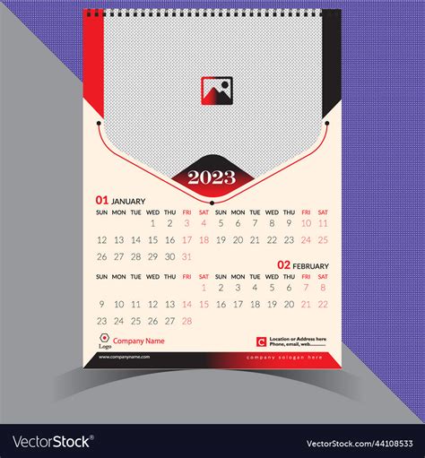Creative wall calendar 2023 design template Vector Image