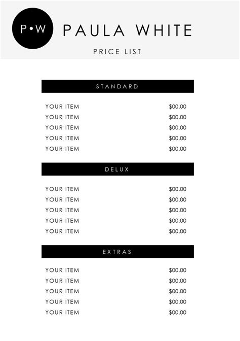 Free Price List Design Template Word For Your Needs