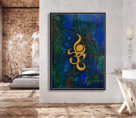 Indian Om paintingGolden Om Wall ArtOm Shanti | Etsy