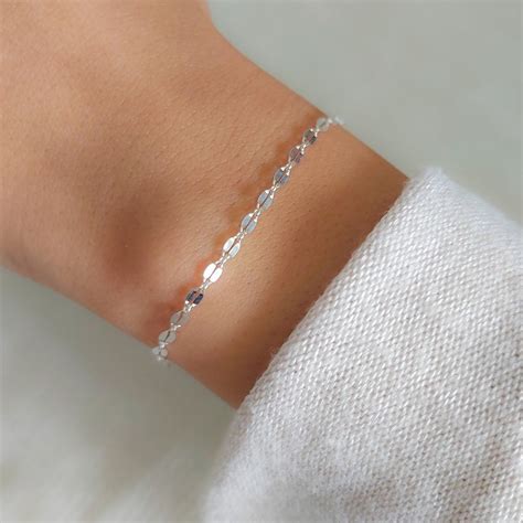 Simple Sterling Silver Bracelet, Lace Chain Bracelet | Silver bracelets for women, Silver chain ...