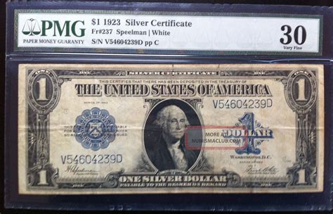 1923 $1 United States Silver Certificate Dollar Bill - Pmg Graded 30 ...